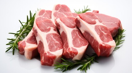 Fresh raw lamb chops isolated on white background.