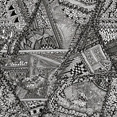 Fototapeta premium Zentangle doodle abstract black and white repeat pattern