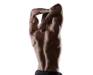 Poster Attractive muscular sensual man posing back view © stokkete