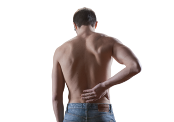 Young man having a back pain