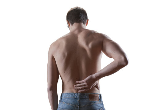 Young man having a back pain