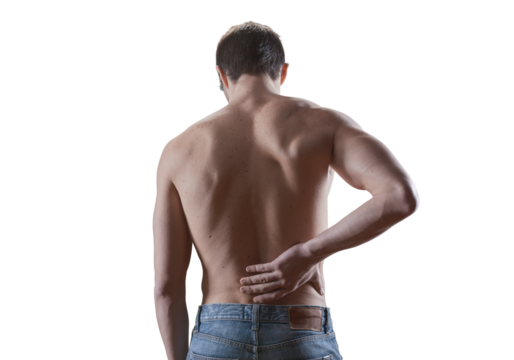 Young man having a back pain