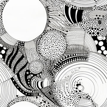 Zentangle doodle abstract black and white repeat pattern