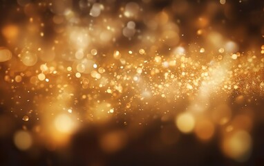 Evening light. Shimmer and glitter. Golden bokeh, warm dust blur effect. AI Generative