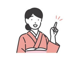 指さしをする女将のベクターイラスト素材／仲居さん／おもてなし