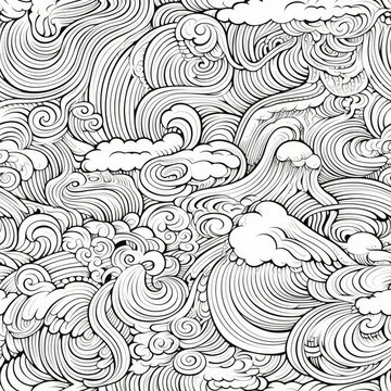 Zentangle doodle abstract black and white repeat pattern