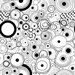 Zentangle doodle abstract black and white repeat pattern