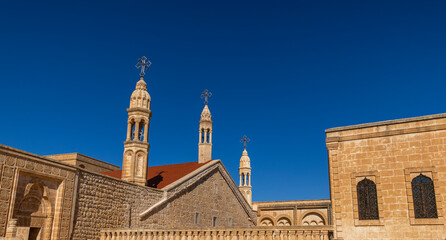 Obraz premium Architectural details of Mor Gabriel Deyrulumur Monastry. It is the oldest surviving Syriac Orthodox monastery in the world.