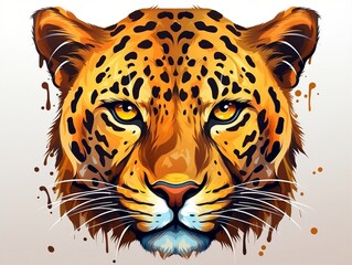 Sticker of a leopard for t shirt design vector illustration with isolated background generative ai