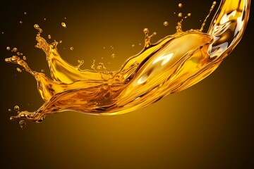 3D rendered illustration of a splashing liquid resembling olive or engine oil. Generative AI
