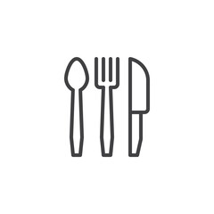 Fork spoon knife line icon