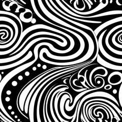 Fototapeta premium Zentangle doodle abstract black and white repeat pattern