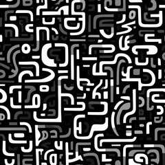 Zentangle doodle abstract black and white repeat pattern