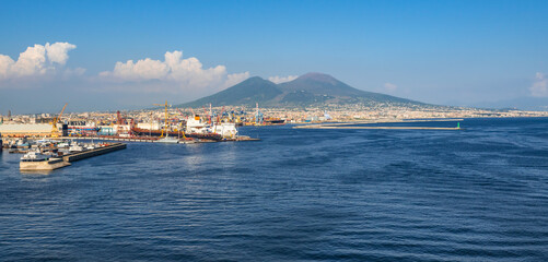 Naklejka na ściany i meble Port of Naples, Italy. Panoramic view.
