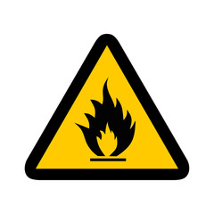 Incendie inflammable feu  panneau triangle jaune signalisation danger