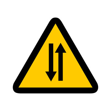 double sens route triangle jaune panneau signalisation danger