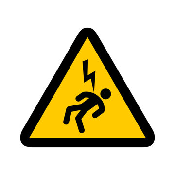 danger &eacute;lectrique &eacute;lectrocut&eacute; triangle jaune panneau signalisation danger