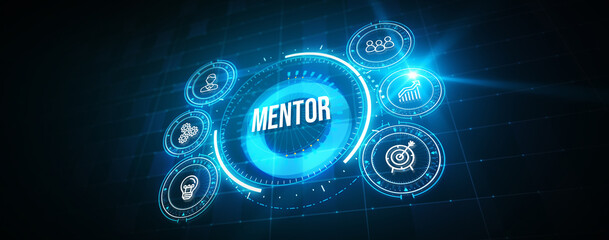 Mentoring concept. Mentoring with mentor advice, support and motivation. 3d illustration