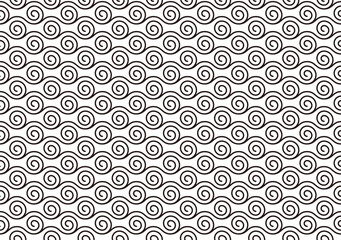 Vector Japanese Vintage Seamless Water Stream Pattern On A White Background. Horizontally And Vertically Repeatable. 