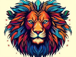 Obraz premium Sticker of a lion for t shirt design vector illustration with isolated background generative ai
