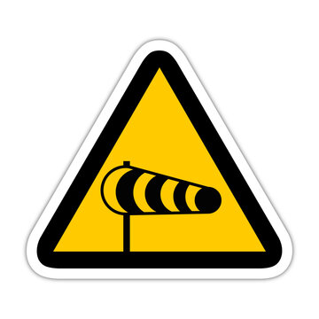 sens du vent triangle jaune panneau signalisation danger relief