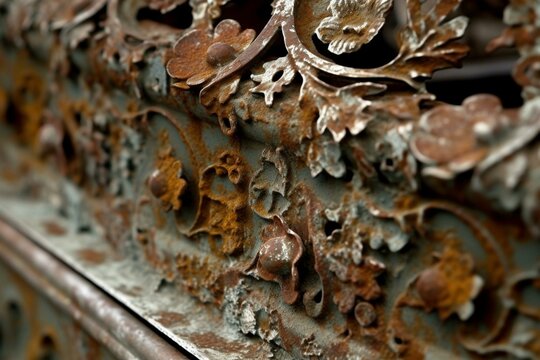 A detailed view of salvaged metal kept for repurposing. Generative AI