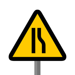 r&eacute;tr&eacute;cissement route droit triangle jaune panneau signalisation danger