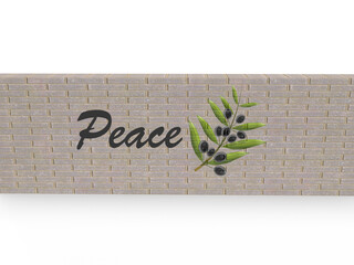 3D Illustration - Peace - Olive Branch - Graffiti - Stone Wall (created in Adobe Dimensions)