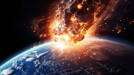 Meteor hit the earth and was destroyed before crashing into the - obrazy, fototapety, plakaty