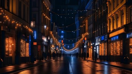 night view of the city street