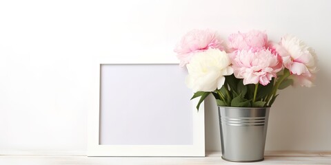 a frame with flowers
