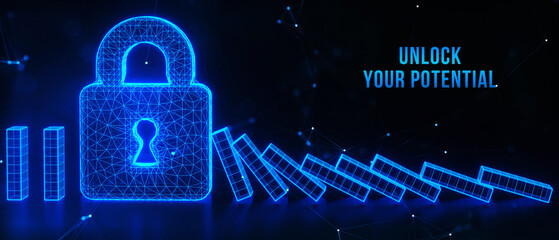 Cyber security data protection business technology privacy concept. 3d illustration. Unlock your potential