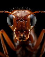Close up portrait of a ant macro shot on a dark background