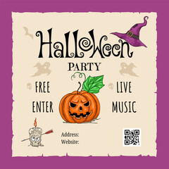 Halloween party promotion social media banner template design