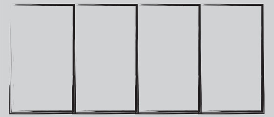 Set of abstract grungy chalk strokes,  and frames hand painted with black chalkboard effect. Vector illustration