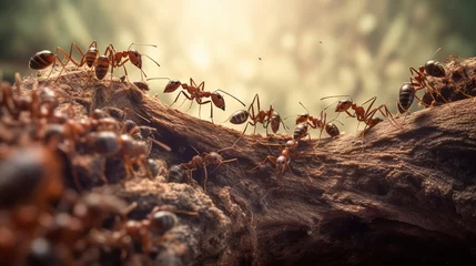 Foto op Aluminium A close-up view of an ant colony. Created with Generative Ai technology. © Viktor