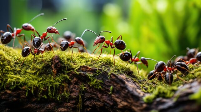 A close-up view of an ant colony. Created with Generative Ai technology.