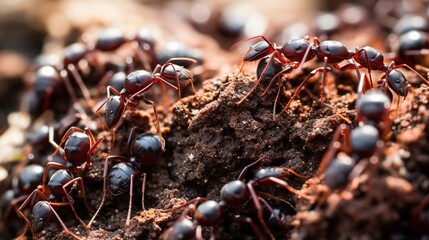 A close-up view of an ant colony. Created with Generative Ai technology.