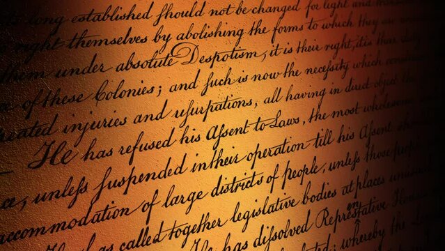 Dramatic USA Declaration Page - Closeup Pan - III - Realistic 3D animation with burning flame reflection effect