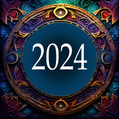 Colorful number 2024. Happy new year 2024 design with unique colorful numbers. Premium poster, banner, greeting and 2024 celebration.