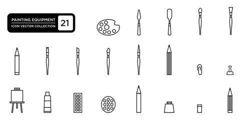 painting equipment, icons, brushes, pens, painting tables, etc., which can be easily edited and resized, modern vector graphic logo templates.
