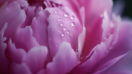 Abstract nature background with beautiful water drops on peony blossom in close up view wallpaper background