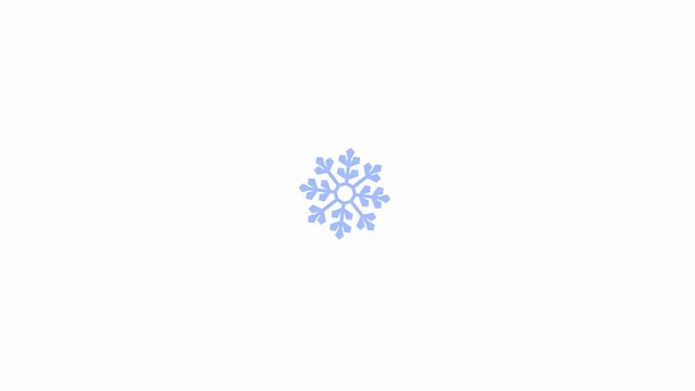 Drop snowflake 2D object animation. Wonderland snow flake flat cartoon 4K video, transparent alpha channel. Winter forecast. Snowstorm blizzard shape falling animated element on white background