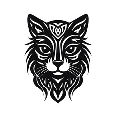 Cat tribal tattoo design dark art illustration isolated on white background