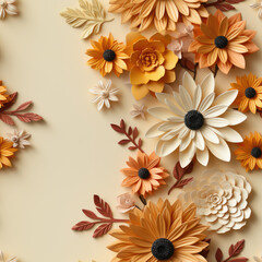 Embroidery papercut 3d flower repeat pattern