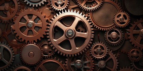 Background Copper Gears In Steam Punk Style Created Using Artificial Intelligence