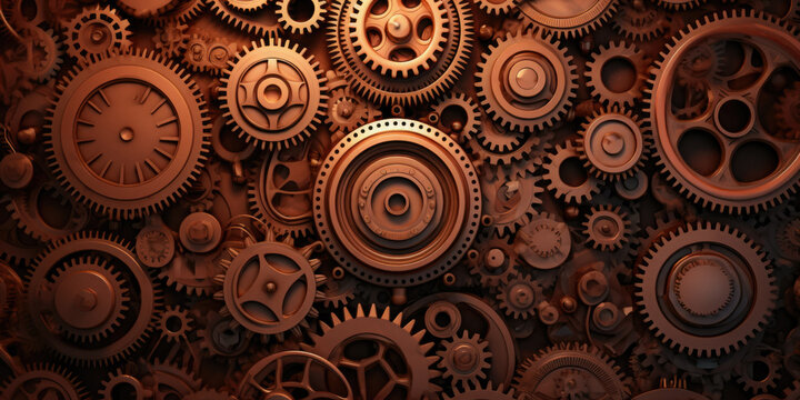 Background Copper Gears In Steam Punk Style Created Using Artificial Intelligence