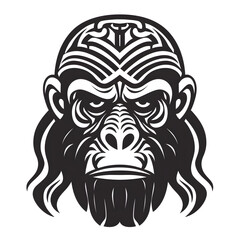 Chimpanzee tribal tattoo design dark art illustration isolated on white background