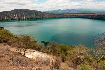 Scenic view of Lake Chala crater lake in Kenya/Tanzania border