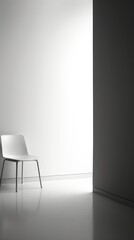 White chair in empty room with shadow on wall, loneliness concept